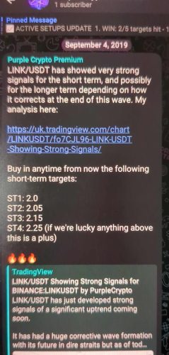 LINKUSDT Seotember 2019 Setup - Telegram Post 1